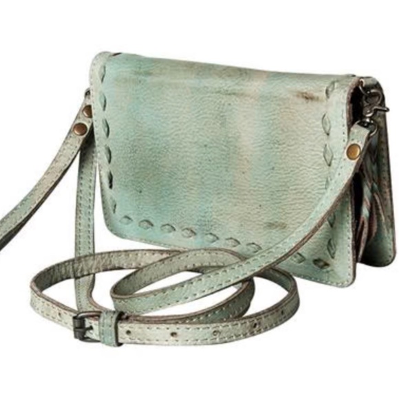 NWT - Antiqued Teal Leather Crossbody Wallet Organizer - Picture 2 of 8
